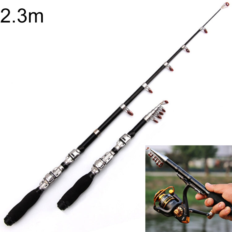 Canne à pêche télescopique portable de 37 cm, mini canne à pêche, longueur étendue : 2,3 m, 2,3 m