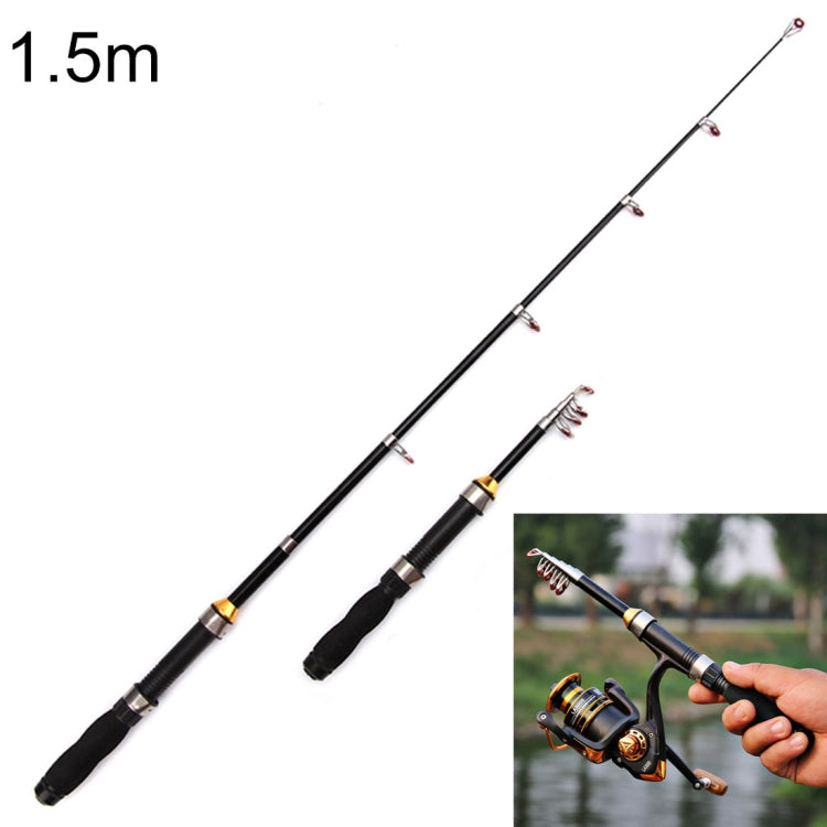Canne à pêche télescopique portable de 32 cm pour la pêche en mer, longueur étendue : 1,5 m, 1,5 m