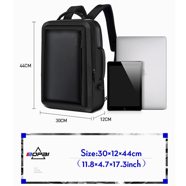 Sac à dos d'affaires décontracté Bopai 751-006551 grande capacité, respirant, avec interface USB externe, Taille : 30 x 12 x 44cm, 751-006551