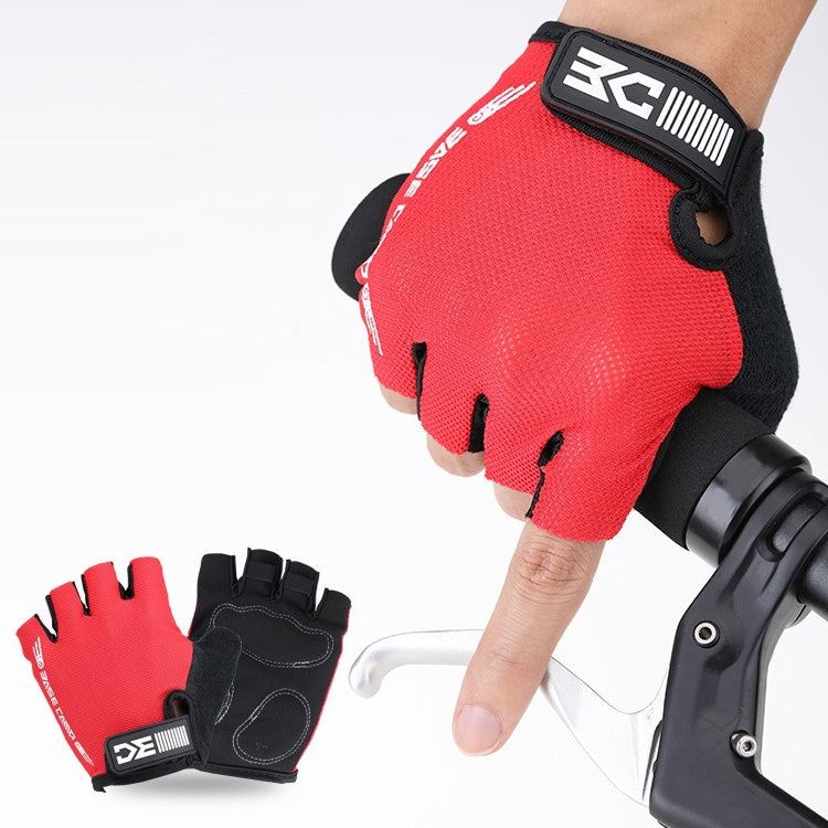 Gants de vélo demi-doigts BaseCamp BC-204 en tissu Lycra, taille : XL, taille : XL