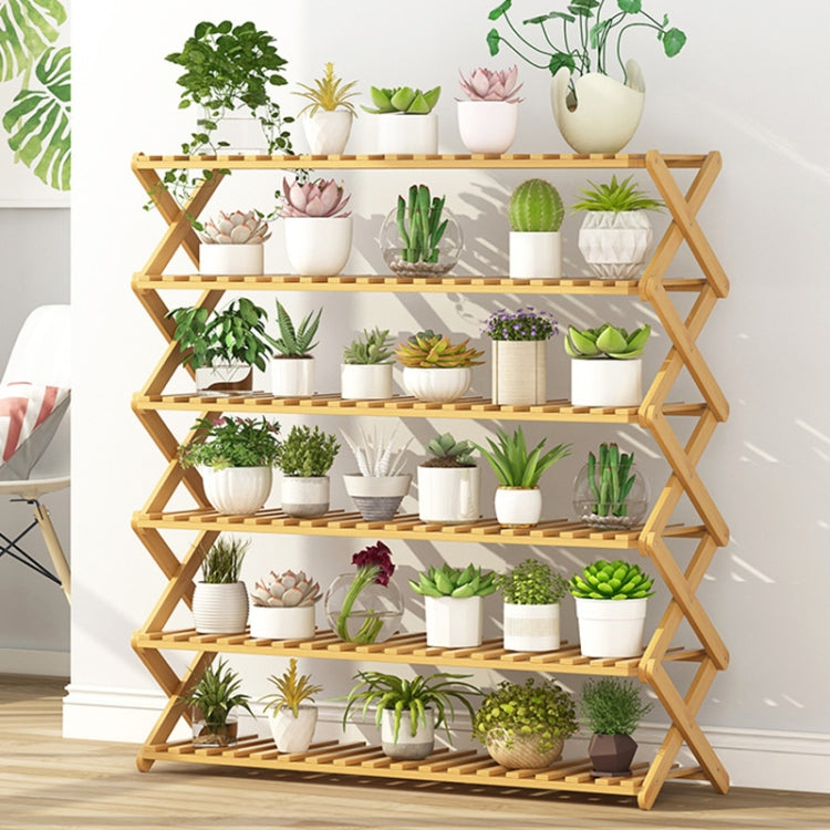 Étagère à fleurs pliable en bois massif à 6 niveaux pour balcon ou salon, pour plantes en pot, longueur : 100 cm, 100 cm à 6 niveaux