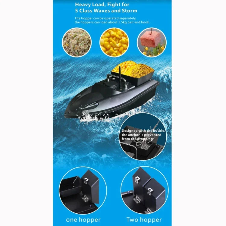 Bateau Amorçeur Télécommandé Multifonction D13C Double Réservoir pour la Pêche, D13C