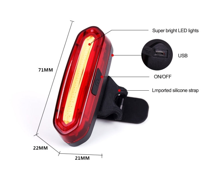 Feu arrière de vélo LED bicolore détachable rechargeable USB AQY-096 IPX4, blanc & rouge, bleu & rouge