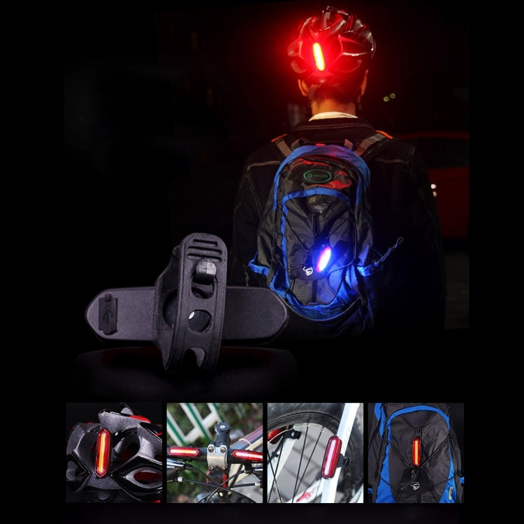 Feu arrière de vélo LED bicolore détachable rechargeable USB AQY-096 IPX4, blanc & rouge, bleu & rouge