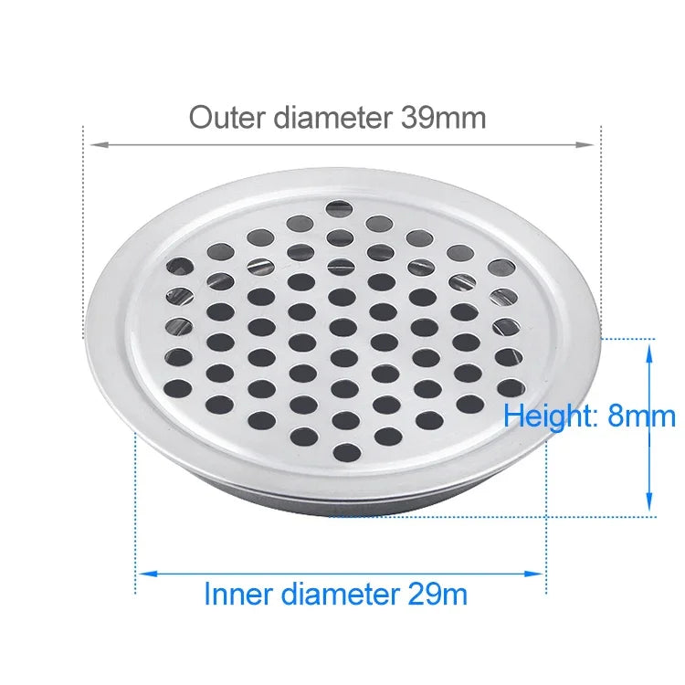 10 Pcs Cache-Grille de Ventilation Rond de 29mm pour Armoire, en Acier Inoxydable, à Surface Plate, avec Petits Trous, 29mm Plat
