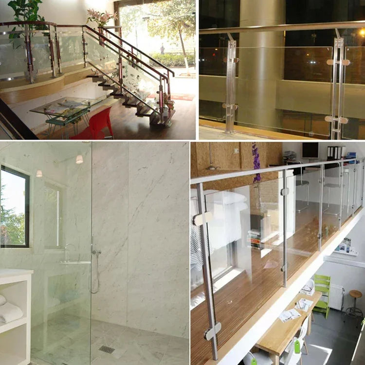 Clip de fixation en acier inoxydable 201 poli mat à fond concave incurvé 9-14mm, pince de support pour verre, bois, planche, garde-corps, 9-14mm, fond incurvé, acier inoxydable 201