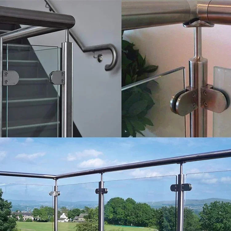 Support à clip fixe en acier inoxydable 304 poli mat, fond concave incurvé 9-14mm pour rampe, verre, bois, panneau stratifié, 12-16mm, fond incurvé, acier inoxydable 304