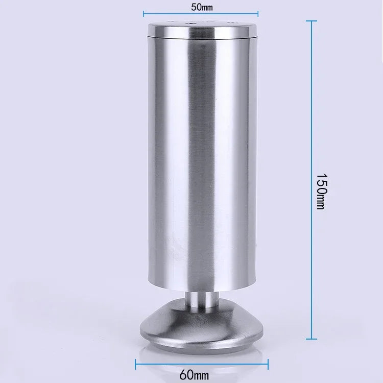 Pied de meuble canapé colonne épaissie en acier inoxydable brossé, hauteur : 150mm, 150mm