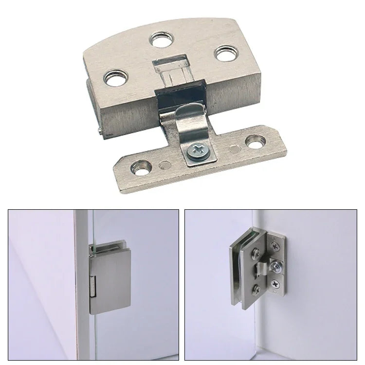 Charnière en verre à surface brossée libre avec trou ouvert, taille : L, 8-10mm, L