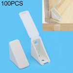 100 PCS Connecteur d'angle épaissi en plastique pour meuble, support de planche à angle droit avec couvercle, Taille : L, Taille : L