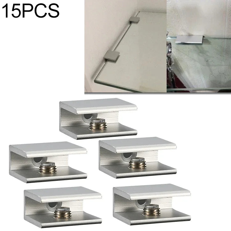 15 PCS Clip de fixation de verre en alliage d'aluminium à trou unique, S, 8mm, S, 8mm