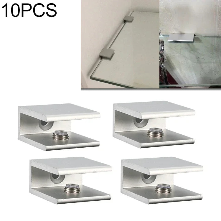 10 PCS Clip de fixation de verre en alliage d'aluminium à trou unique, S, 10mm, S, 10mm