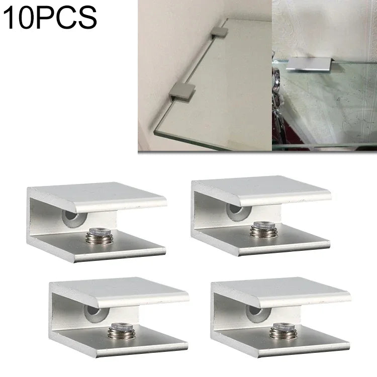 10 PCS Clip de fixation de verre en alliage d'aluminium à trou unique, S, 12mm, S, 12mm