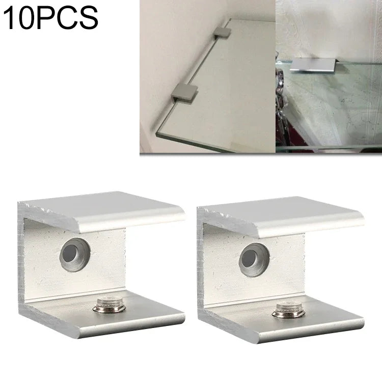 10 PCS Clip de fixation de verre en alliage d'aluminium à trou unique, S, 20mm, S, 20mm