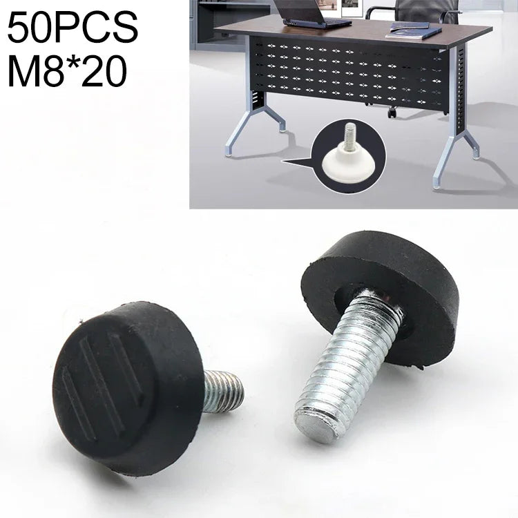 50 PCS Pied réglable pour meuble, support de vis, M8x20, M8x20