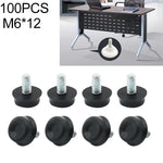 100 PCS Tampon de pied réglable Support de vis pour meuble, M6x12, M6x12