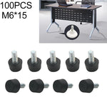 100 PCS Tampon de pied réglable Support de vis pour meuble, M6x15, M6x15