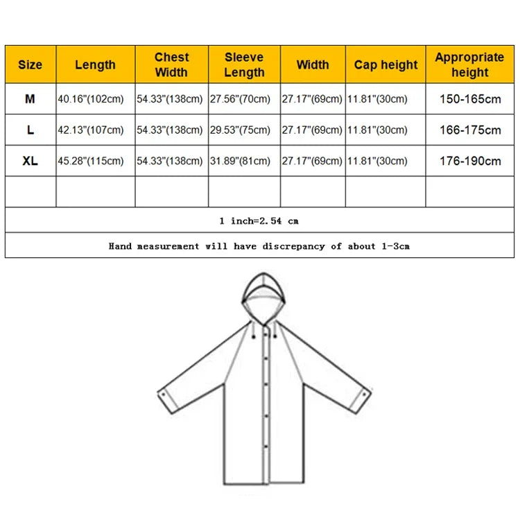 Imperméable transparent givré léger en EVA pour adulte à la mode avec grande capuche et poche Taille : XL, Taille : XL
