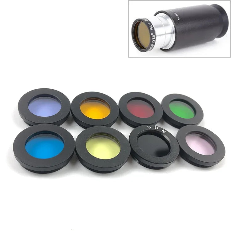 Accessoires pour télescope astronomique Datyson Filtre planétaire lune nébuleuse 1,25 pouce Édition neutre, Ensemble de 8 couleurs, Ensemble de 8 couleurs