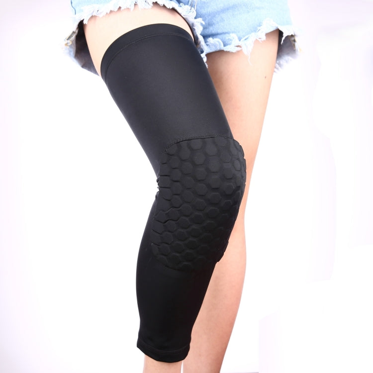 1 PC Support de genou élastique en Lycra résistant aux chocs en forme de ruche, version longue, taille : XL, XL