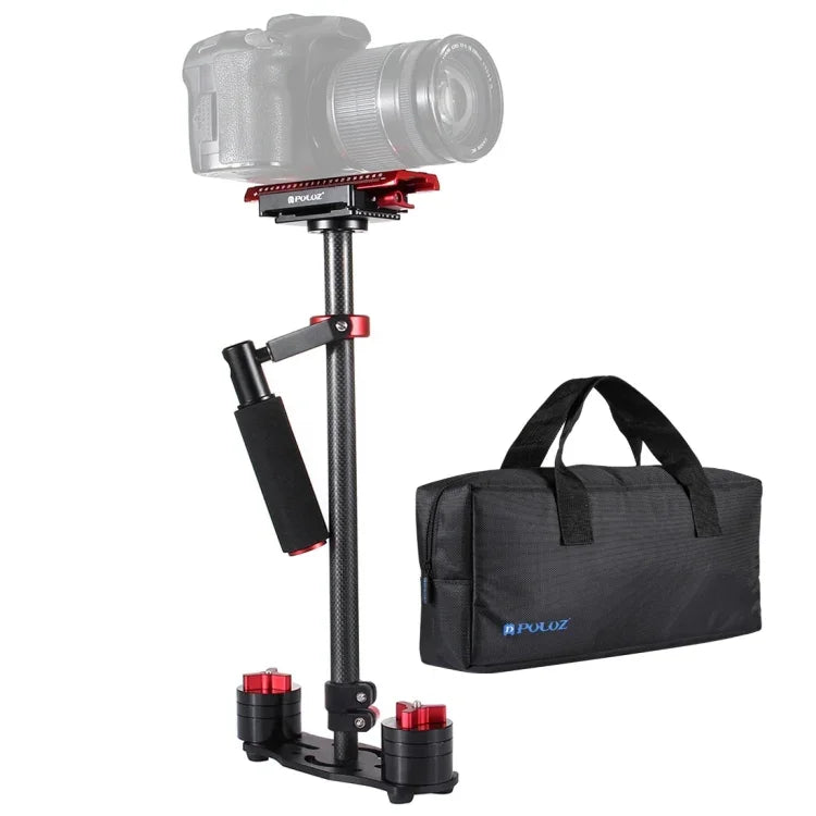 Stabilisateur portable en fibre de carbone PULUZ 38,5-61cm pour appareils photo numériques reflex et caméscopes, plage de charge : 0,5-3 kg, P60T Bleu, P60T Rouge