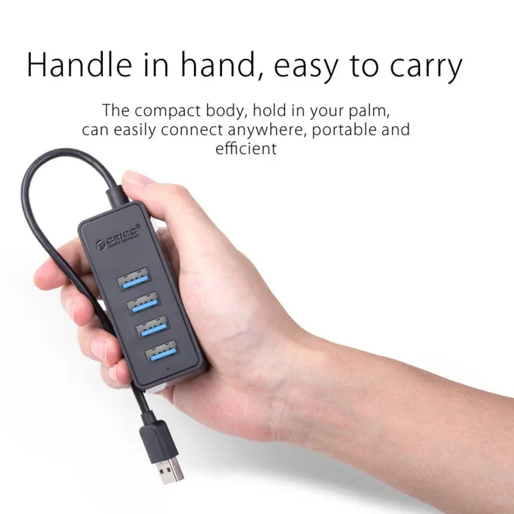 ORICO W5P-U3-30 HUB de bureau USB 3.0 4 ports avec câble Micro USB 30cm alimentation, W5P-U3-30 Noir