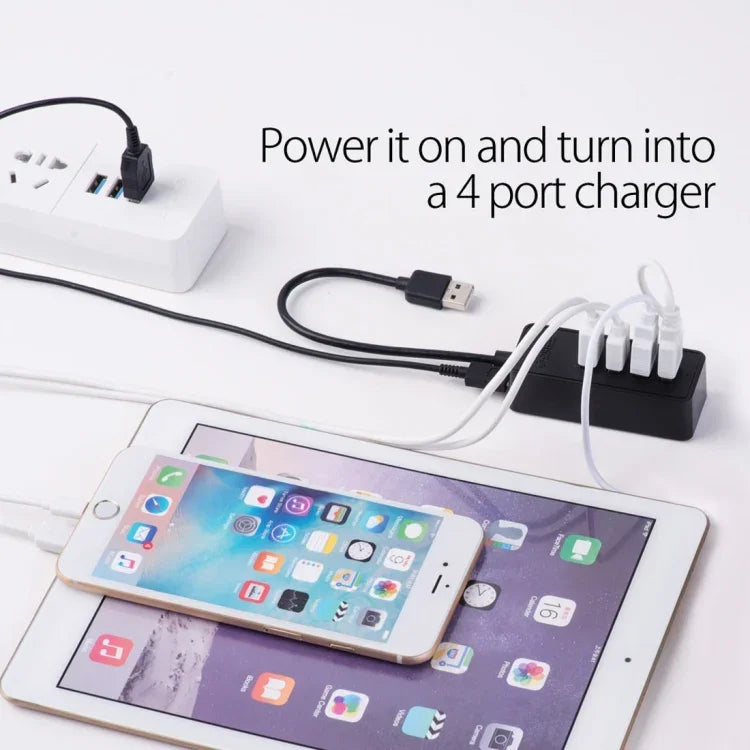 ORICO W5P-U3-30 HUB de bureau USB 3.0 4 ports avec câble Micro USB 30cm alimentation, W5P-U3-30 Noir