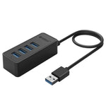 ORICO W5P-U3-30 HUB de bureau USB 3.0 4 ports avec câble Micro USB 30cm alimentation, W5P-U3-30 Noir