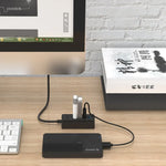 ORICO W5P-U3-30 HUB de bureau USB 3.0 4 ports avec câble Micro USB 30cm alimentation, W5P-U3-30 Noir