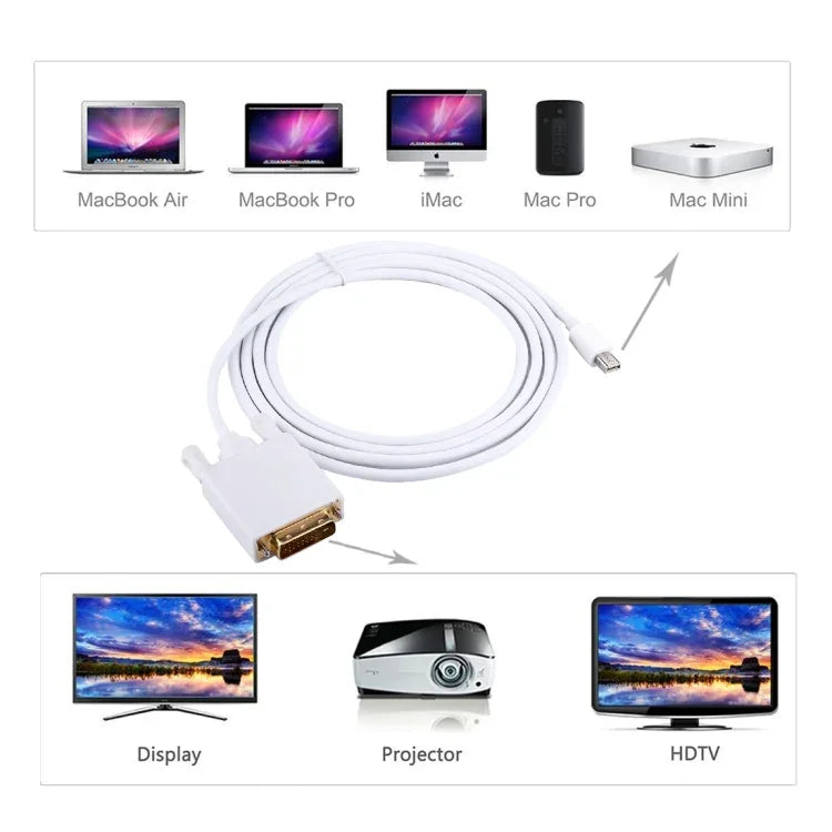 Câble adaptateur Mini DisplayPort mâle vers DVI mâle de 1,8 m