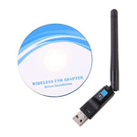 Adaptateur sans fil USB WiFi 2 en 1 Bluetooth 4.0 + 150 Mbps 2,4 GHz avec antenne externe 2D1