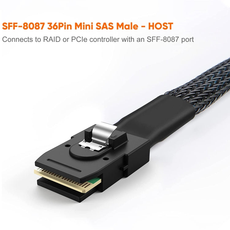 Câble de données Mini SAS (SFF-8087) vers 4 x SATA 7 broches femelle breakout avant 6Gbps, longueur : 50 cm, SFF-8087 (longueur : 50 cm)