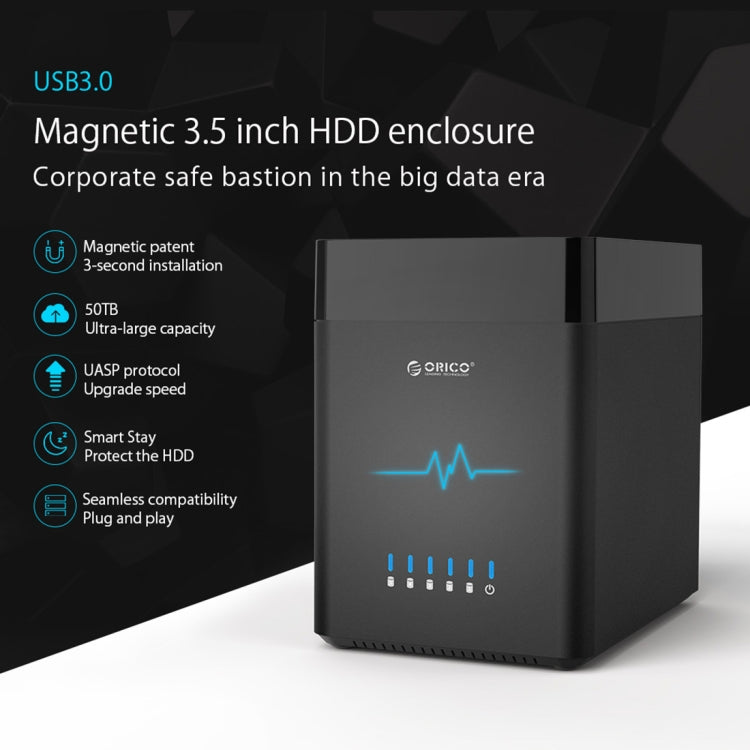 Boîtier disque dur USB 3.0 ORICO DS500U3 3,5 pouces 5 baies magnétique avec indicateur LED bleu, USB 3.0