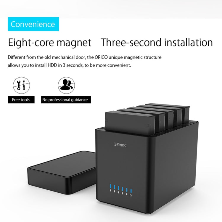 Boîtier disque dur USB 3.0 ORICO DS500U3 3,5 pouces 5 baies magnétique avec indicateur LED bleu, USB 3.0