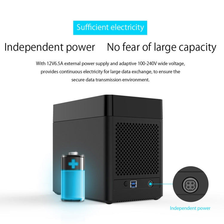 Boîtier disque dur USB 3.0 ORICO DS500U3 3,5 pouces 5 baies magnétique avec indicateur LED bleu, USB 3.0