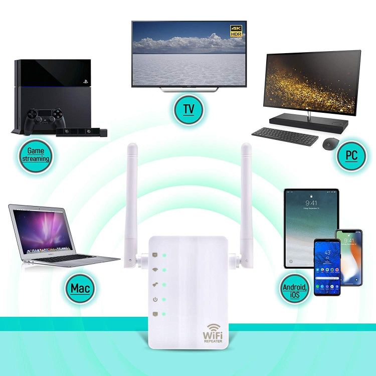 Répéteur WiFi amplificateur de signal 300Mbps Wireless-N avec 2 antennes externes, prise EU, 2 antennes externes (blanc), 2 antennes externes (noir)