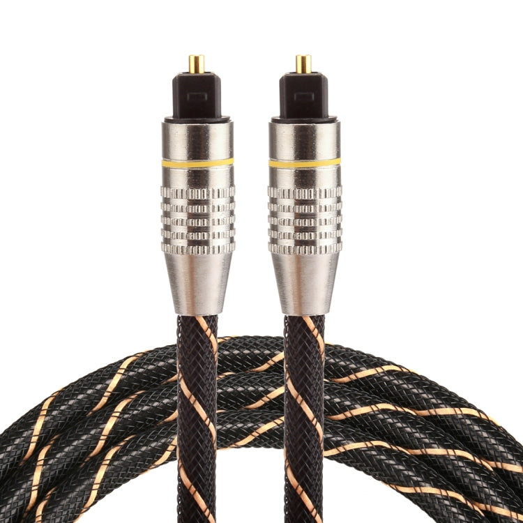 Câble audio optique numérique Toslink mâle à mâle, tête métallique plaquée or, ligne en filet tissé, diamètre extérieur 6,0 mm, longueur : 1 m