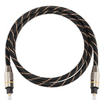 Câble audio optique numérique Toslink mâle à mâle, tête métallique plaquée or, ligne en filet tissé, diamètre extérieur 6,0 mm, longueur : 1 m
