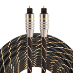 Câble audio optique numérique Toslink mâle à mâle, tête métallique plaquée or, ligne en filet tissé, diamètre extérieur 6,0 mm, longueur : 10 m