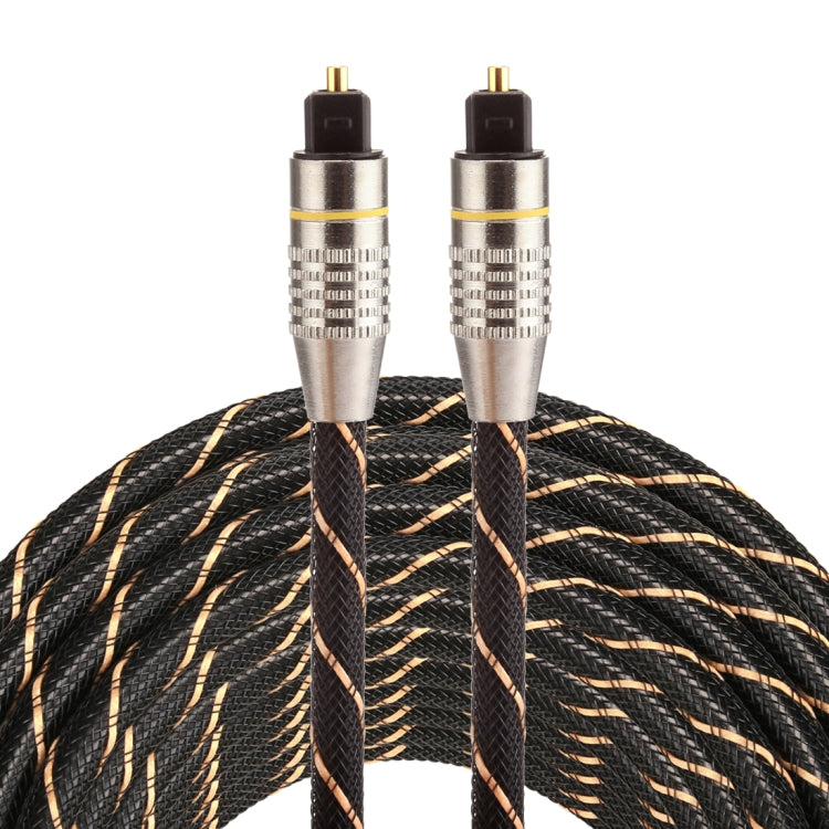 Câble audio optique numérique Toslink mâle à mâle, tête métallique plaquée or, ligne en filet tissé, diamètre extérieur 6,0 mm, longueur : 10 m