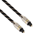 Câble audio optique numérique Toslink mâle à mâle, tête métallique plaquée or, ligne en filet tissé, diamètre extérieur 6,0 mm, longueur : 10 m