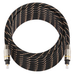 Câble audio optique numérique Toslink mâle à mâle, tête métallique plaquée or, ligne en filet tissé, diamètre extérieur 6,0 mm, longueur : 10 m