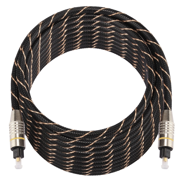Câble audio optique numérique Toslink mâle à mâle, tête métallique plaquée or, ligne en filet tissé, diamètre extérieur 6,0 mm, longueur : 10 m