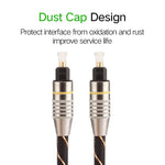 Câble audio optique numérique Toslink mâle à mâle, tête métallique plaquée or, ligne en filet tissé, diamètre extérieur 6,0 mm, longueur : 10 m