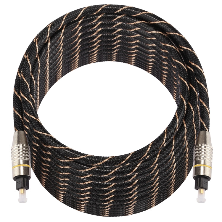 Câble audio optique numérique Toslink mâle à mâle, tête métallique plaquée or, ligne en filet tissé, diamètre extérieur 6,0 mm, longueur : 15 m