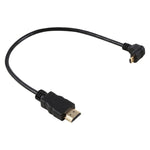 Câble adaptateur HDMI mâle 4K 30 cm vers Micro HDMI mâle à angle droit, connecteur plaqué or, 30 cm angle droit