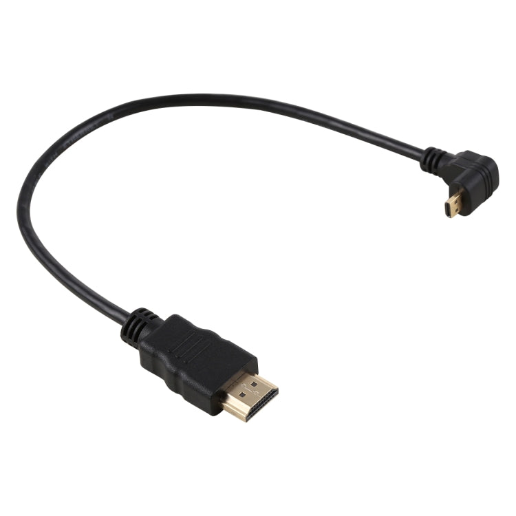 Câble adaptateur HDMI mâle 4K 30 cm vers Micro HDMI mâle à angle droit, connecteur plaqué or, 30 cm angle droit