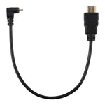 Câble adaptateur HDMI mâle 4K 30 cm vers Micro HDMI mâle à angle droit, connecteur plaqué or, 30 cm angle droit