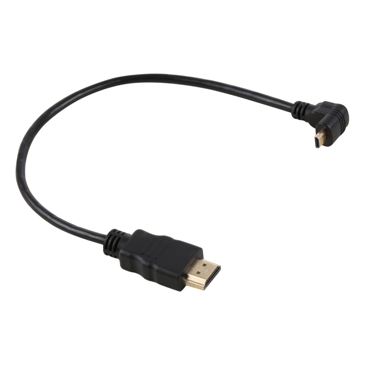 Câble adaptateur HDMI mâle 4K 30 cm vers Micro HDMI mâle à angle inversé, connecteur plaqué or, 30 cm angle inversé