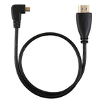 Câble adaptateur HDMI mâle 4K 50 cm vers Micro HDMI mâle à angle droit, connecteur plaqué or, 50 cm angle droit